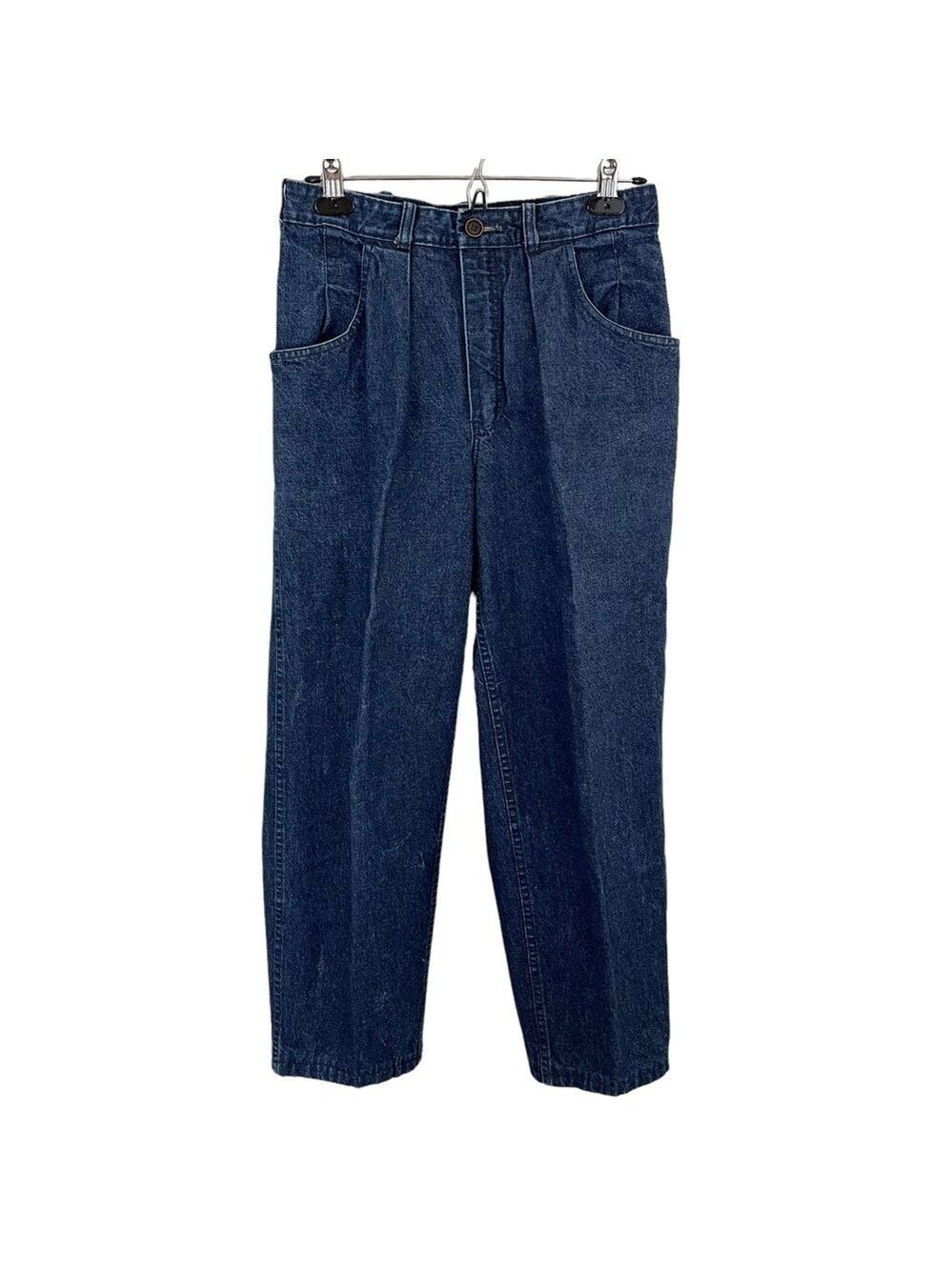 Vintage Cream Straight Leg Tapered Jeans Women’s M Dark Blue Denim High Waist
